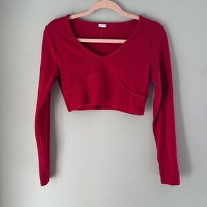 Garage Red Long Sleeve Crop Top